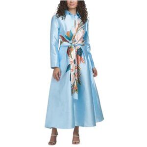 NANCY YANG Bouquet Print Button Front Maxi Dress